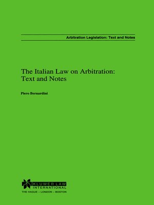 cover image of The Italian Law on Arbitration